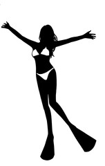 silhouette of a girl snorkeling
