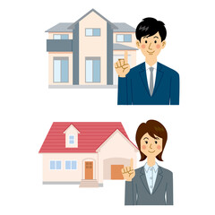 家を紹介する不動産屋の営業マン