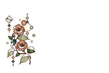 雪と椿のベクターイラスト素材