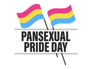 Pansexual pride month. Pansexual flags on white background. Tolerance and love. LGBT sexual minorities. Romantic attraction symbol. Design for banner and  poster. Vector illustration