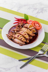 Sweet squid boiled