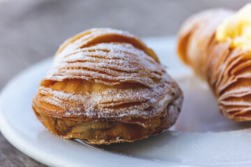 Sfogliatelle, Italian dessert with custard., pastarelle from Naples
