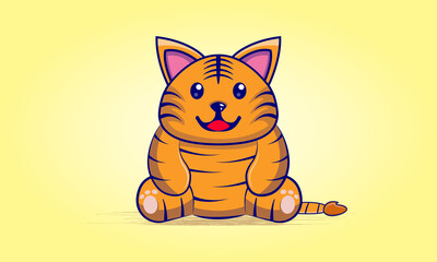 tiger cat cute cartoon illustration vector icon