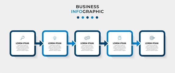 Vector Infographic design business template with icons and 5 options or steps. Can be used for process diagram, presentations, workflow layout, banner, flow chart, info graph