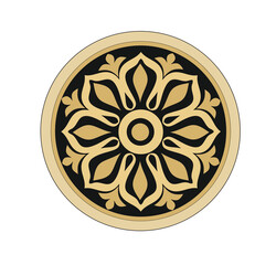 ANCIENT HERALDIC EMBLEM OF GOLD DECORATED IN BAROQUE STYLE DECORATIVE ELEGANCE LUXURY PATTERNS GOLD STOCK ILLUSTRATION