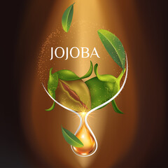 Jojoba natural skin care cosmetic Vector illustration