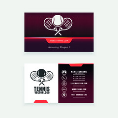 Fototapeta na wymiar business card with tennis logo, sports school concept
