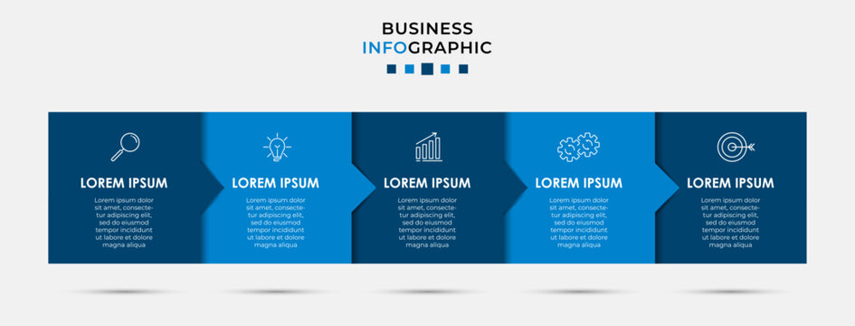Vector Infographic design business template with icons and 5 options or steps. Can be used for process diagram, presentations, workflow layout, banner, flow chart, info graph