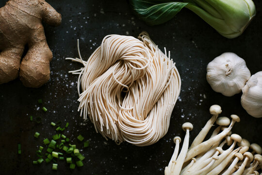 Ingredients for ramen preparation