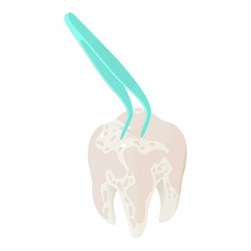 Dental treatment icon isometric vector. Dental instrument. Dentistry tooth tweezers