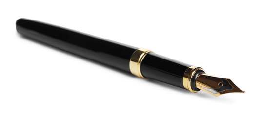 Beautiful fountain pen with ornate nib isolated on white