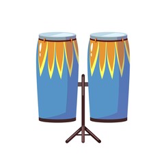Conga icon isolated on white background. Cartoon conga drum musical instrument Flat style vector illustration.