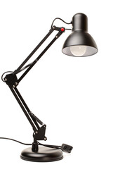 Black reading table lamp isolated over the white background 