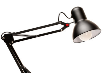 Black reading table lamp isolated over the white background 