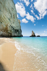 The western rocky coast at the Piemonari cape of the Greek island of Zakynthos in the Ionian