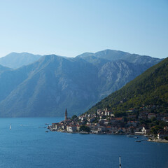 A view of the Montenegrin coastline from the waters of the Adriatic Sea