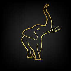 African elephant painting brush stroke ,vector design