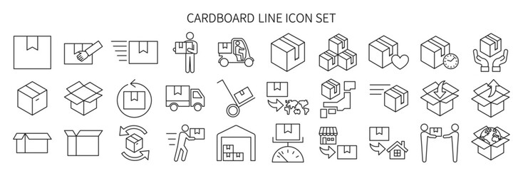 Cardboard related icon set - obrazy, fototapety, plakaty