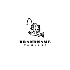 cute piranha fish logo cartoon icon vector simple