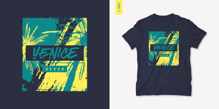 Venice Beach Graphic T-shirt Design, Vector Illustration