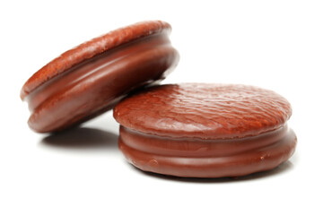 chocolate cake on white background