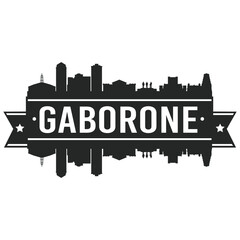Gaborone Botswana Skyline. Banner Vector Design Silhouette Art. Cityscape Travel Monuments.