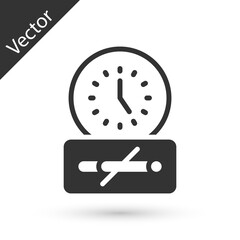 Grey No smoking time icon isolated on white background. Cigarette smoking prohibited sign. Vector