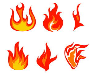 Fire Collection Torch Flaming on white Background illustration abstract design