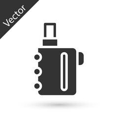 Grey Electronic cigarette icon isolated on white background. Vape smoking tool. Vaporizer Device. Vector