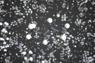Butadiene resin molecule, conceptual molecular model. Scientific 3d rendering