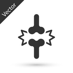 Grey Joint pain, knee pain icon isolated on white background. Orthopedic medical. Disease of the joints and bones, arthritis. Vector