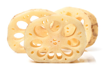 Lotus root on the white background.