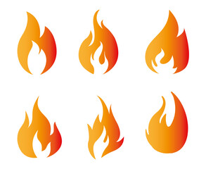 abstract Fire torch Collection design icon illustration with White Background