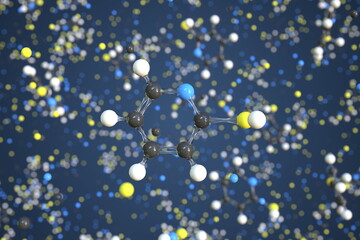 Obraz na płótnie Canvas 2-mercaptopyridine molecule. Conceptual molecular model. Chemical 3d rendering
