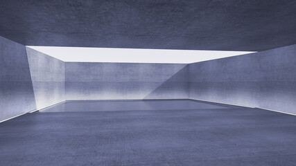 Concrete pool indirect lighting outdoor square with a perforated ceiling 3D image 5