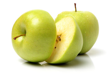 Green apple on white background