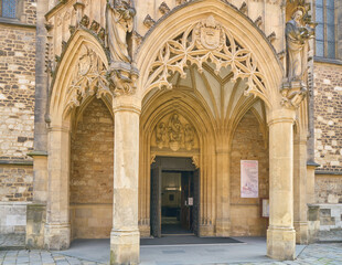 Entrance door to St Peter and Paul Cathedral in Brno