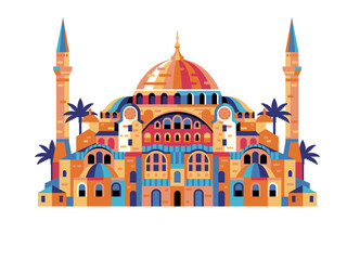 Obraz premium Istanbul Hagia Sophia Geometric Building in Flat