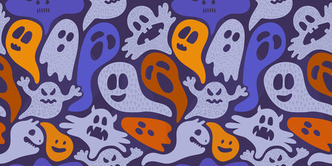 halloween pattern with cute ghosts