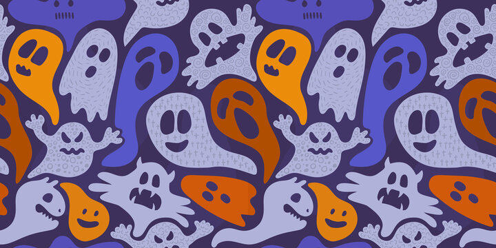 halloween pattern with cute ghosts