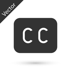 Grey Subtitles icon isolated on white background. Vector