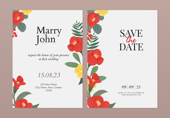 Floral Wedding Invitation Card Template