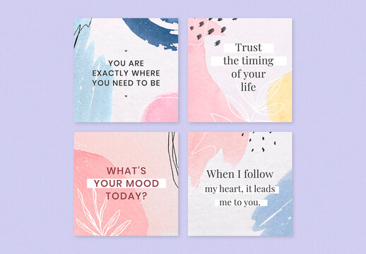 Social Media Post Watercolor Memphis Patterned Template