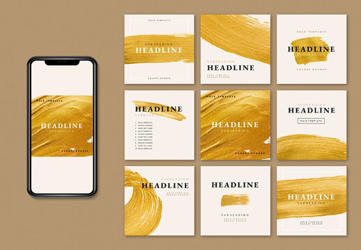 Golden Brush Stroke Business Layout Collection