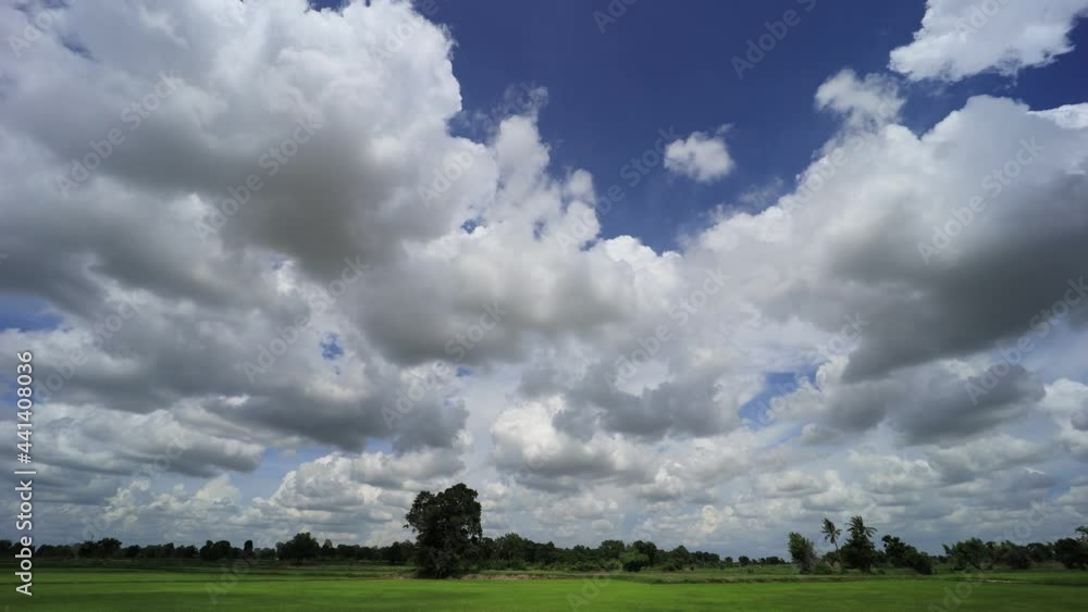 Wall mural white clouds in the sky. fluffy white clouds. timelapse of cumulus cloudscape timelapse of blue sky 