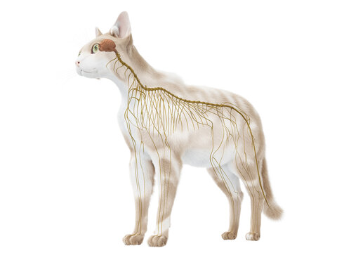 3d rendered illustration of the cat anatomy - the nervous system