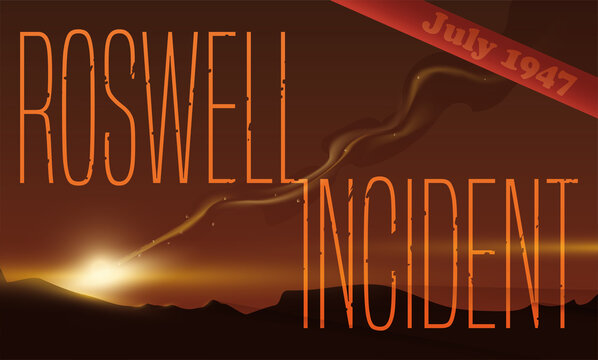 Falling Object View To Commemorate Roswell Incident, Vector Illustration