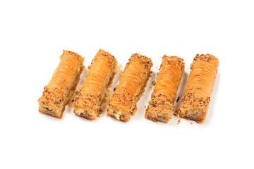 Delicious sweet baklava isolated on white background.