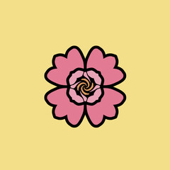 pink flowers on a yellow background