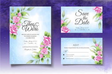 Beautiful floral wedding invitation card template